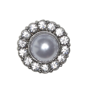 Go Handmade Diamond Pearl Buttons 15mm sølv